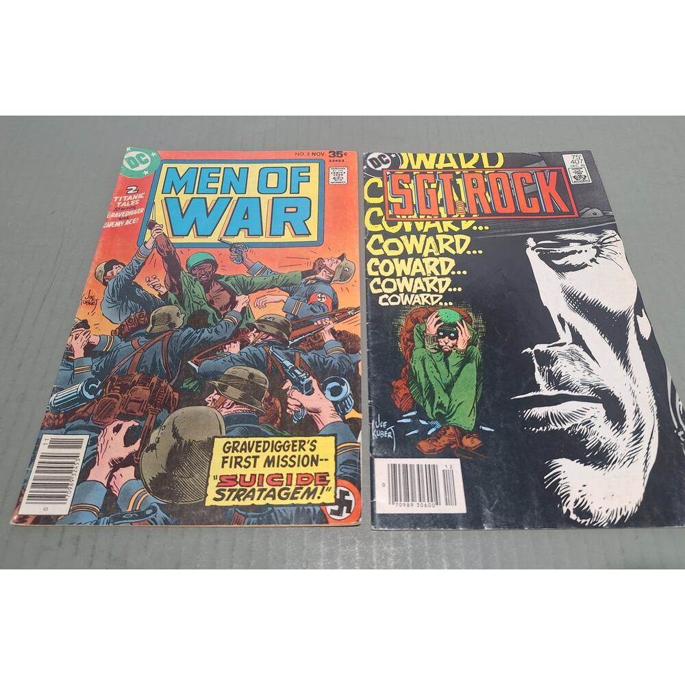 Men of War #3 1977 & Sgt Rock #407 1985 DC Comics War Lot Kubert Covers - VG